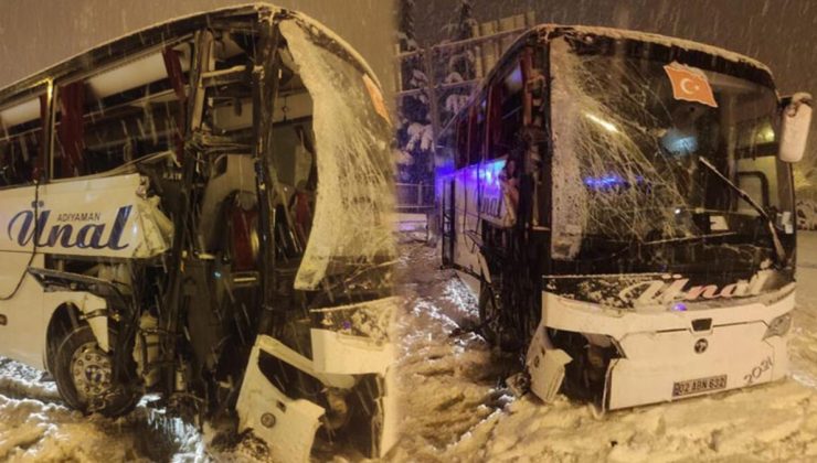 Amasya’da yolcu otobüsü karlı yolda kaza yaptı: 12 yaralı