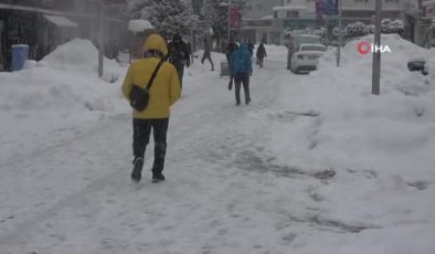 Bolu kent merkezinde kar yağışı etkili oluyor