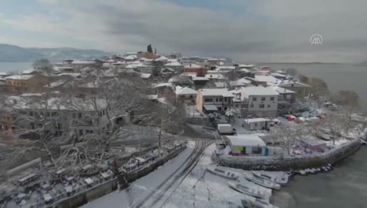 (Drone) Karla kaplı "Küçük Venedik" ziyaretçilerini ağırlıyor