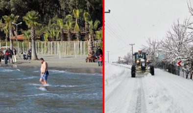 Muğla’da bir yanda kar bir yanda deniz keyfi yaşanıyor